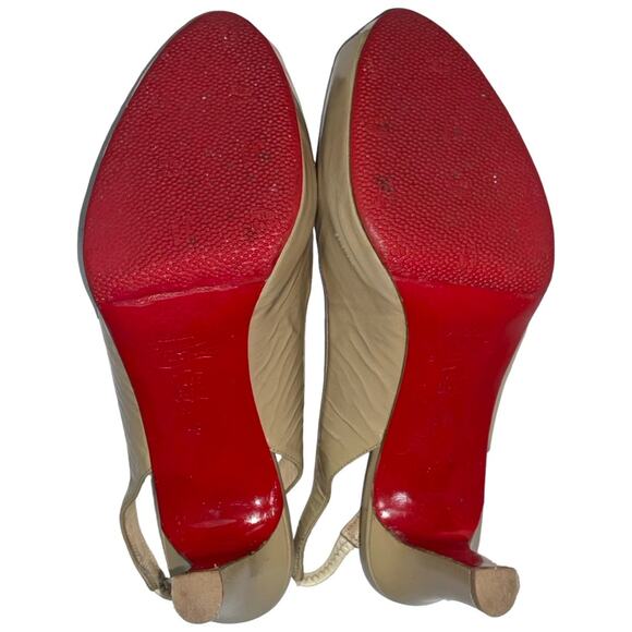 Christian Louboutin Nude Patent Leather Peep Toe Slingback Heels   Size: 38.5 - Picture 7 of 9